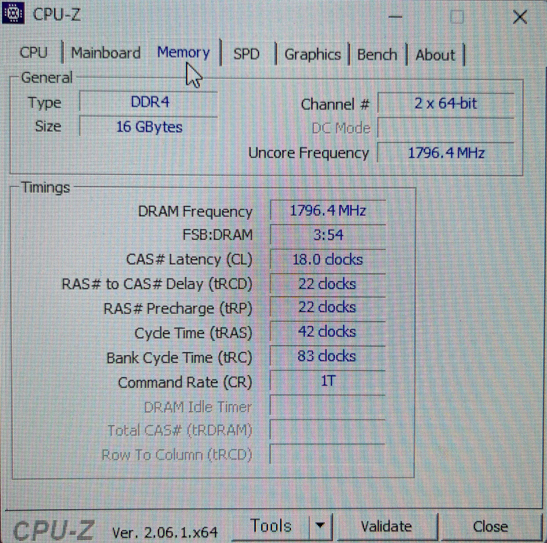 CPU-Z 램 오버 후 확인