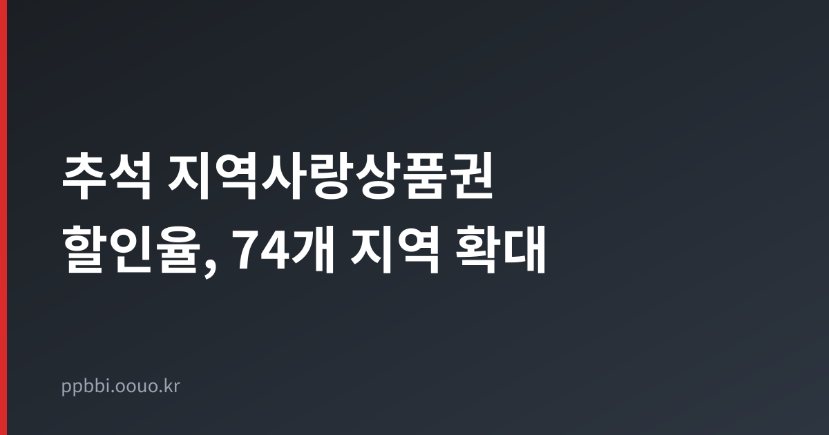 추석 지역사랑상품권 할인율 확대