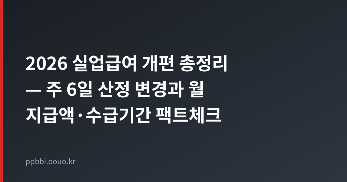 2026 실업급여 개편 총정리 주 6일 산정 변경과 월 지급액 수급기간 팩트체크 타이틀 카드